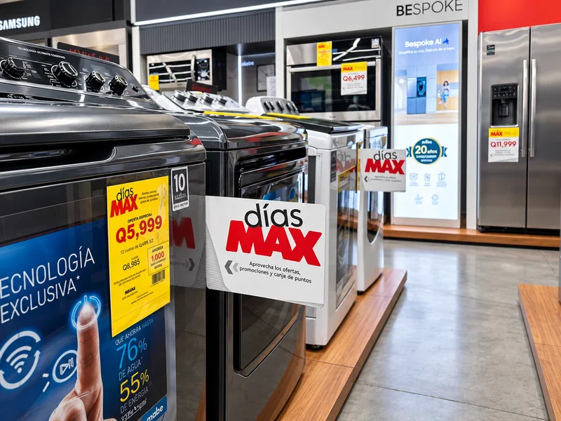 Stopper promocional de Días MAX en la exhibición de una tienda